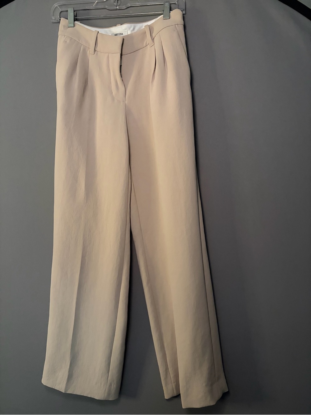 Aritzia Wide-Leg Pants in Light Beige